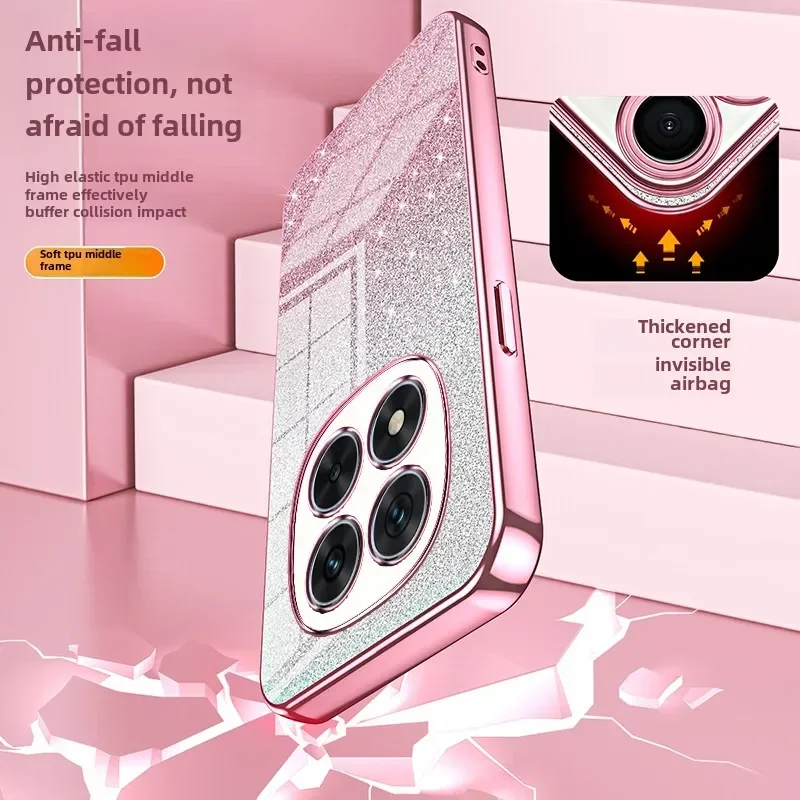 Funda de teléfono con revestimiento de purpurina para Xiaomi Redmi Note 14 Pro + Plus, funda trasera de silicona suave TPU - imagen 5