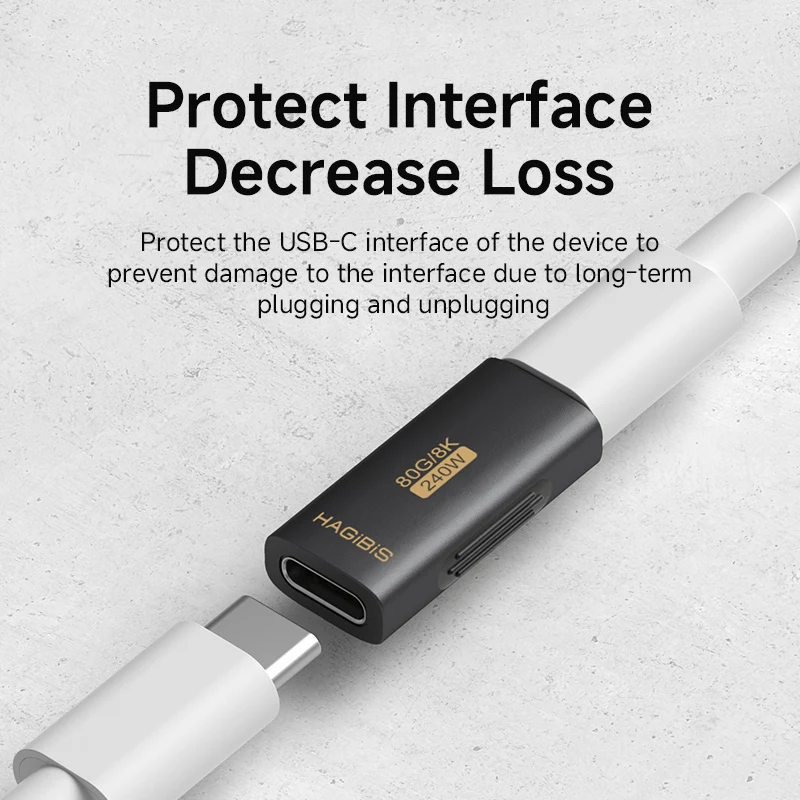 Hagibis USB C hembra a USB C hembra adaptador 80Gbps 240W USB4 convertidor de Cable de extensión hembra Dual para portátil Thunderbolt 5/4 - imagen 5