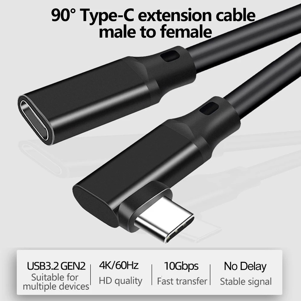 Cable USB-C 90grados Extensor 10Gbps 100W Macho-Hembra para MacBook - imagen 4