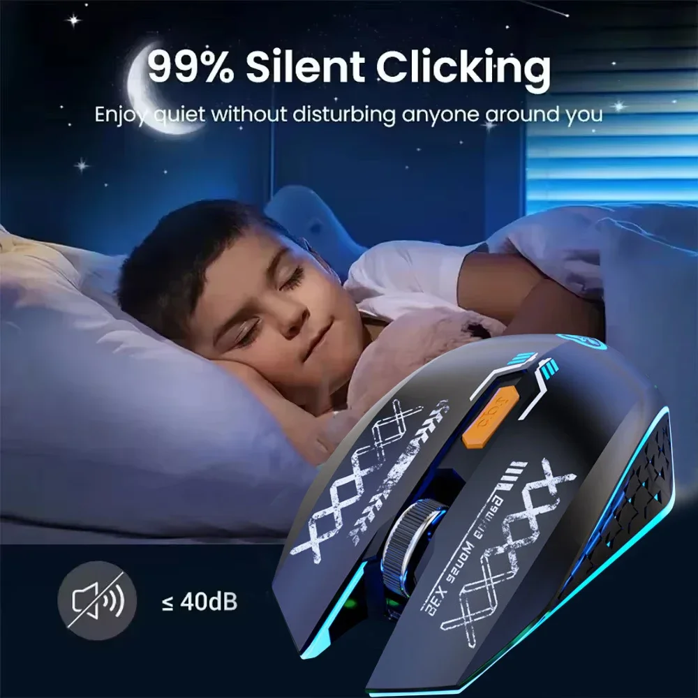 Ratón inalámbrico Bluetooth 5,4 de 2,4G, ratón para juegos de modo Dual con retroiluminación RGB, ratón recargable, ratón silencioso para ordenador portátil - imagen 5