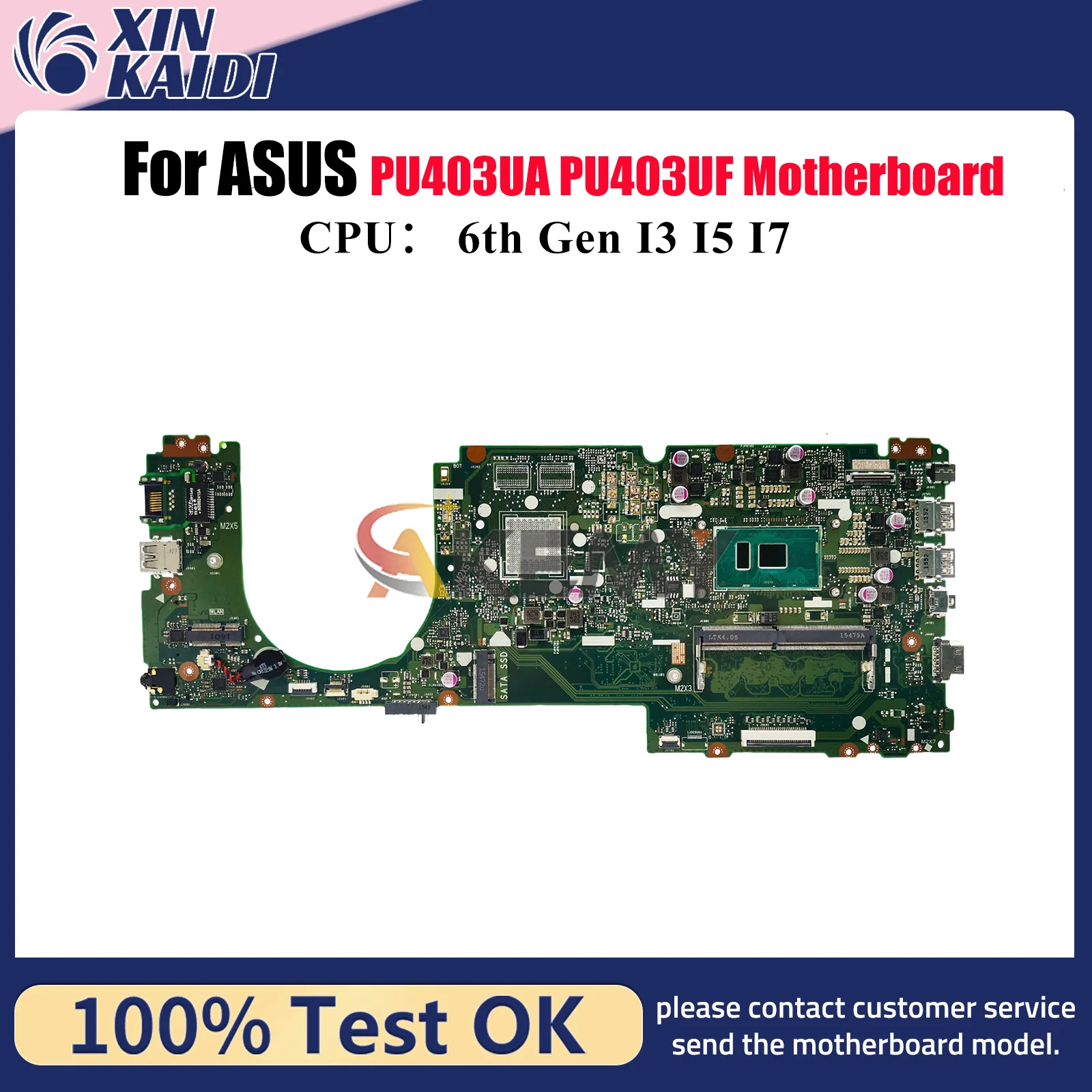 Placa base para ordenador portátil PU403UA para ASUS VivoBook PU403UA PU403UF PU403U placa base para portátil con CPU I3 I5 I7 100% pruebas OK envío rápido