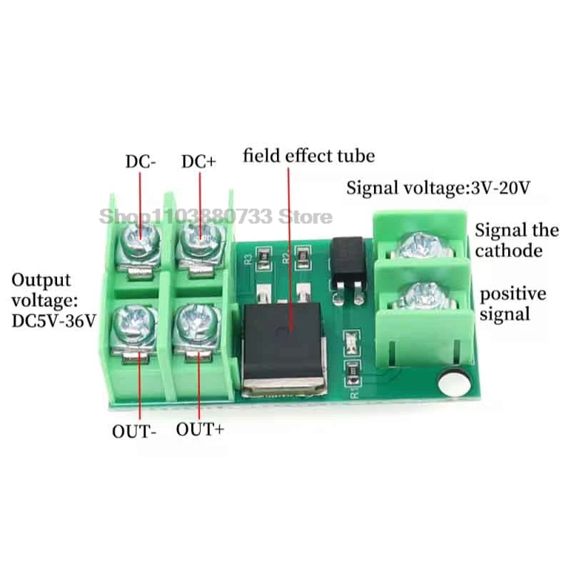 Panel de Control de interruptor de gatillo de pulso electrónico DC 5V-36V controlador de módulo de efecto de campo MOS FET para bomba de Motor LED - imagen 2