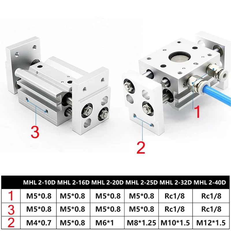 Pinza neumática MHL2 de doble efecto SMC, cilindro de aire de repuesto MHL2 10D/16D/20D/25D/10D1/16D1/20D1/25D1, pinza de aire - imagen 2