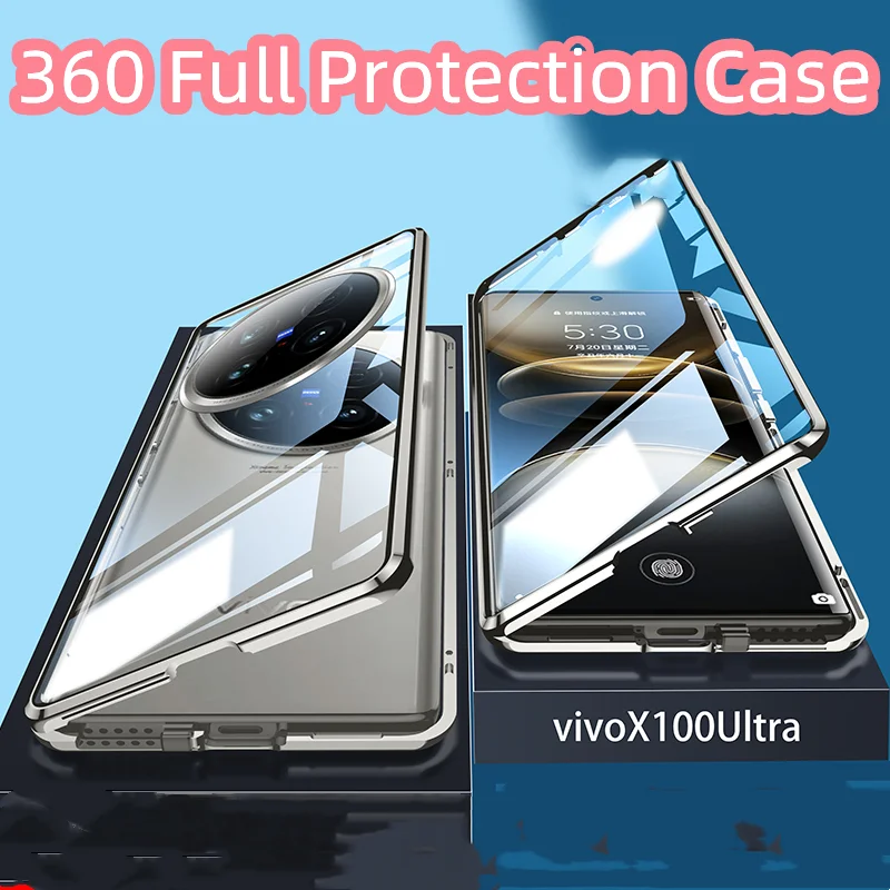 Funda para VIVO X100 Ultra 360, adsorción magnética de doble cara completa, protección de vidrio templado de Metal, funda de teléfono para X100 Ultra - imagen 2