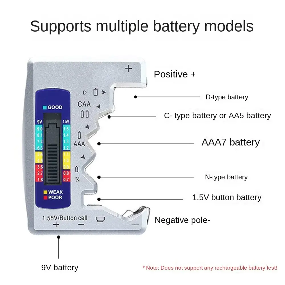 BT-886 Indicador de capacidad de batería portátil Tamaño compacto Probador de nivel de batería de litio Pantalla digital Medidor de voltaje de batería - imagen 5