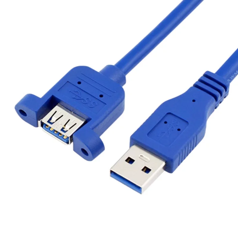 Cable de montaje en panel de extensión USB 3.0 SuperSpeed macho a hembra con tornillos para ordenadores, teléfonos móviles y impresoras - imagen 2