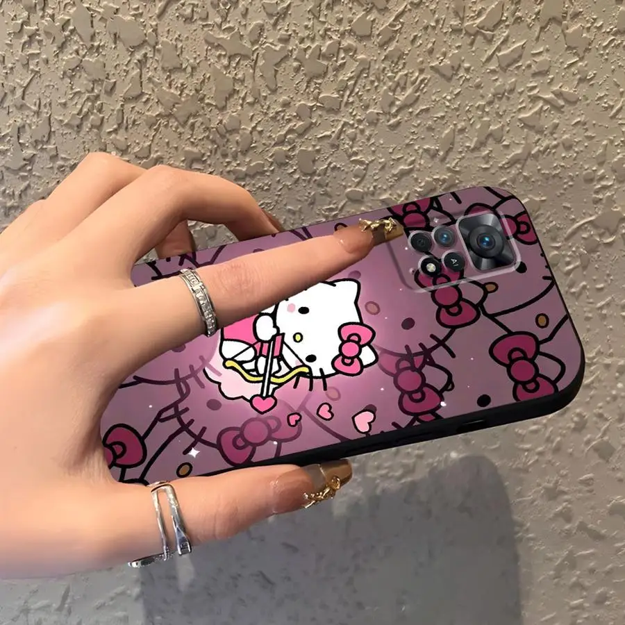 Funda Hello Kitty para Xiaomi Redmi Note 12s 7 8 9 10 11 12 Pro 9S 13 14 Pro Plus 11s 10S funda de teléfono suave negra - imagen 2