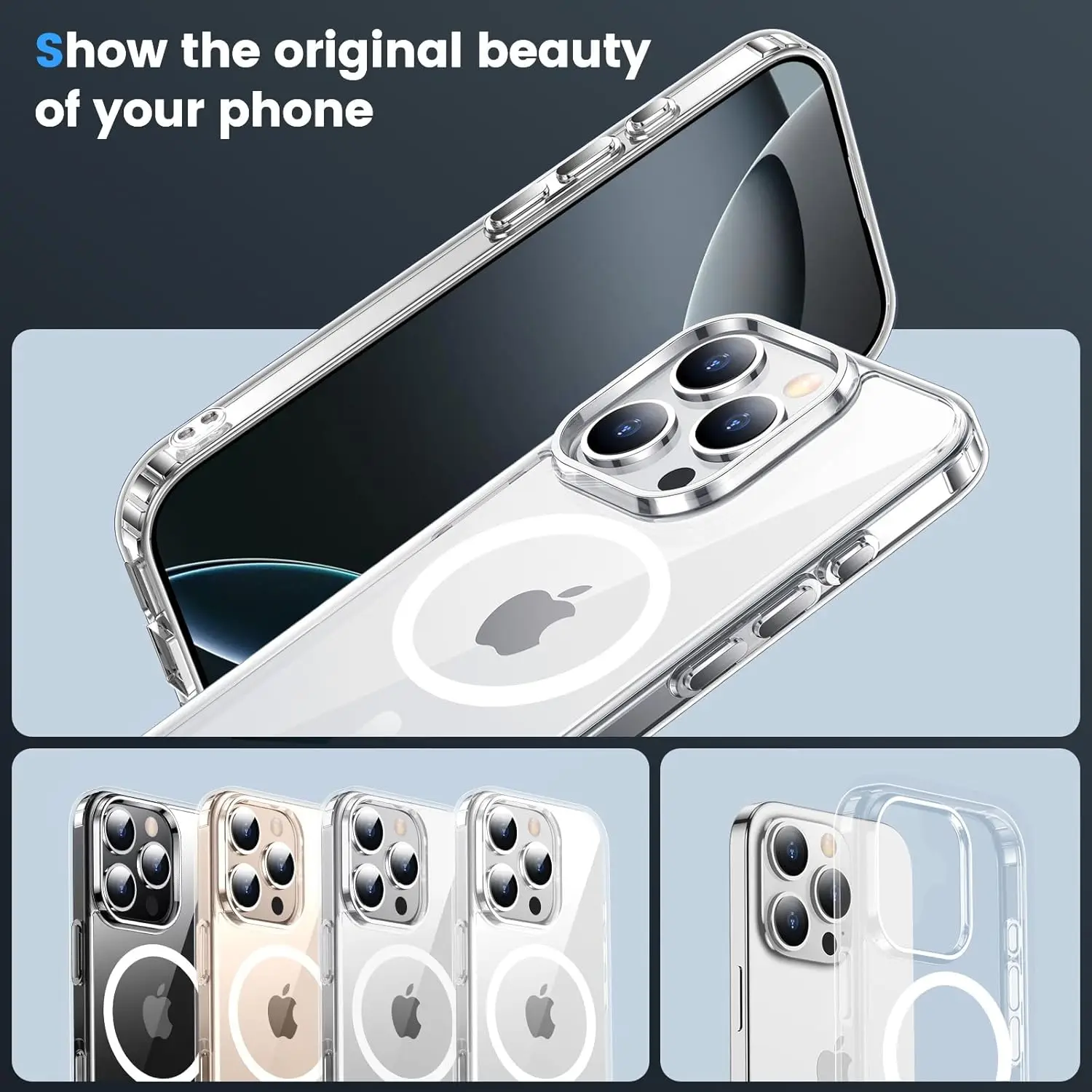 Funda transparente de teléfono antiamarillado para iPhone 16 Pro Max 15 Plus 14 13 Mini 12 11 SE 2022 2020 8 Magsafe Mag accesorios de cubierta segura - imagen 5