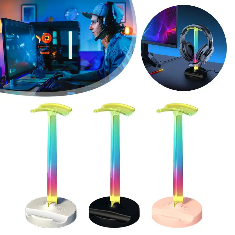 Soporte para auriculares RGB, luz de ambiente para recoger sonido, ordenador, escritorio, sala de deportes, soporte de luz para dormitorio, soporte para auriculares RGB - imagen 3