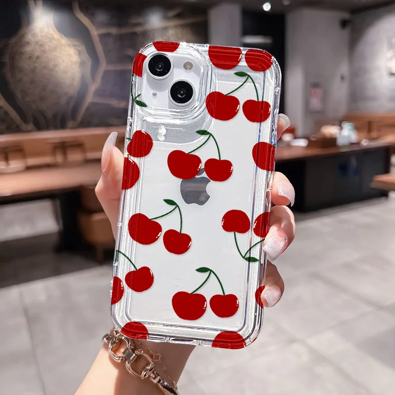 Funda de teléfono transparente para iPhone 15 Pro Max 11 13 14 12 XR X XS 7 8 Plus 15promax 13promax 6 SE 2020 Funda de silicona cereza - imagen 5