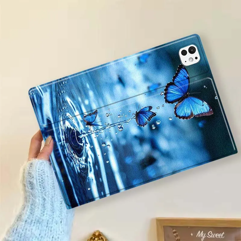 Hermosa arte de mariposa azul para iPad Pro Mini 1 2 3 4 5 6 7 7ta generación 12,9 10,5 13 11 7,9 8,3 M4 pulgadas funda para tableta - imagen 4
