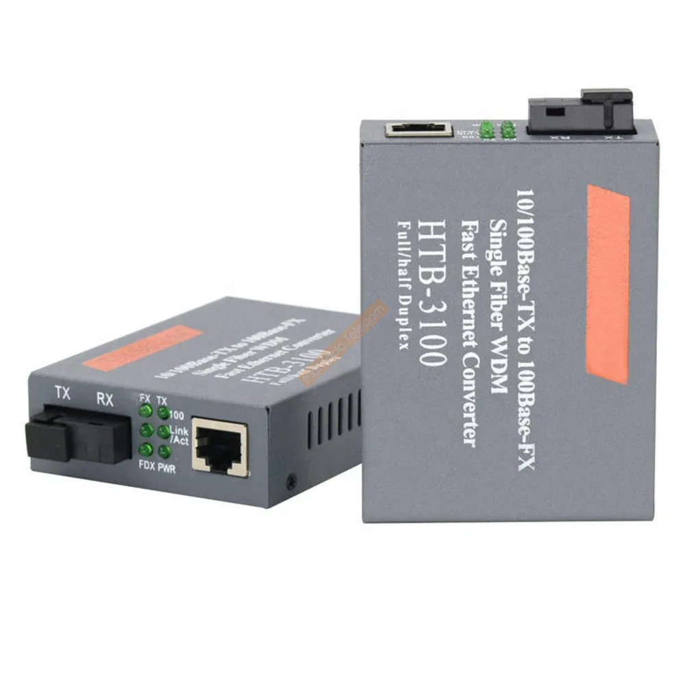 1 par de convertidor de medios transceptor de fibra HTB-3100 convertidor de fibra única SC 10/100M fibra única de modo único - imagen 3