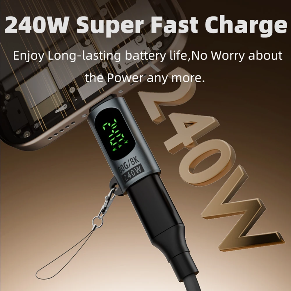 Pantalla digital P ​ D240W USB 4.0 80Gbps Tipo C a C Adaptador 8K@60Hz 5A Conector de cable de carga rápida para MacBook iPhone 16 Pro - imagen 3
