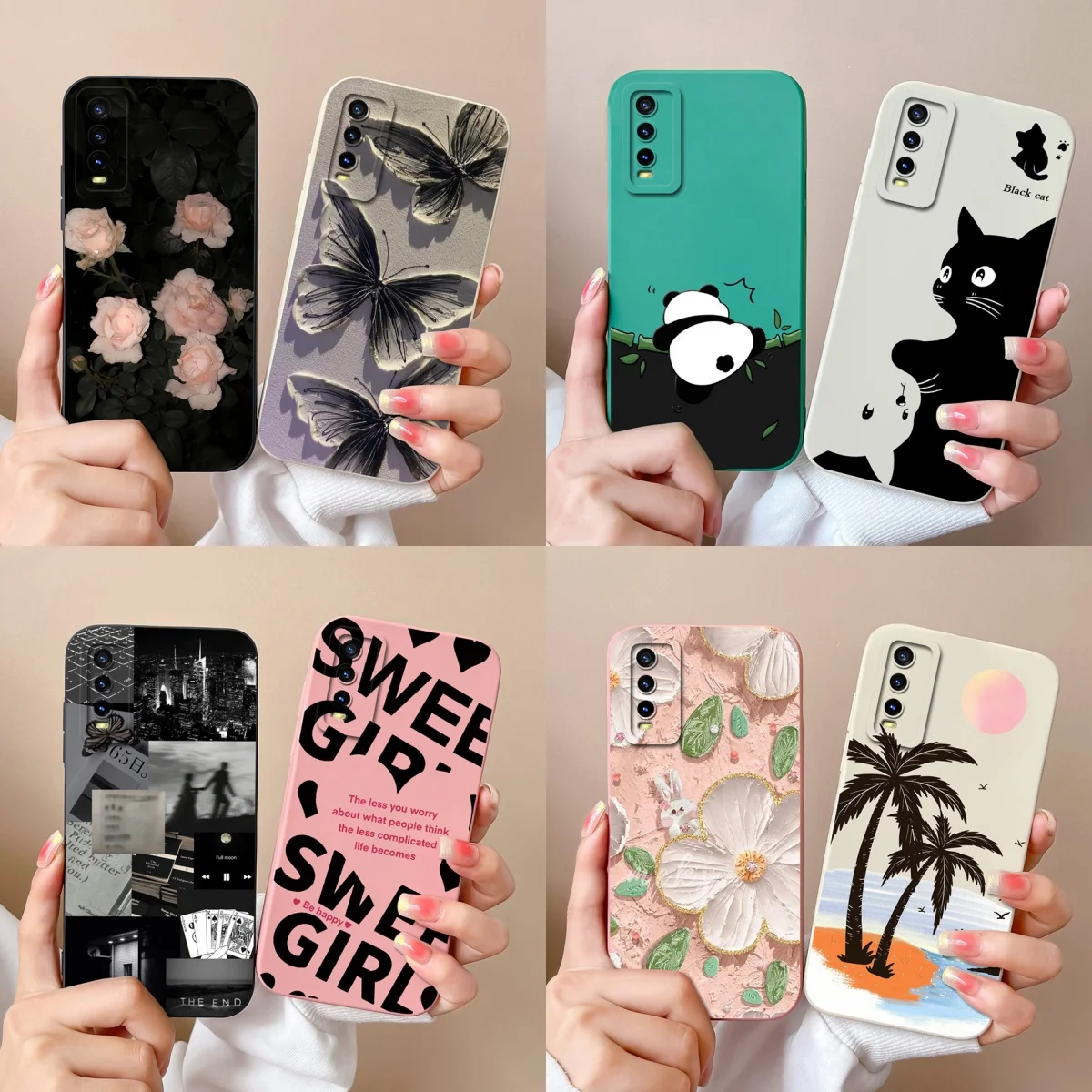 Para Vivo Y20 Y20A Y20G Y20i Y20S funda bonita diseño protección de cámara carcasa de teléfono para Vivo Y 20 fundas traseras de silicona líquida suave