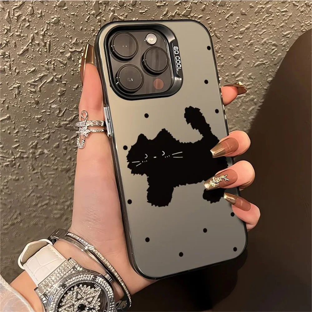 Funda de teléfono de gato de lujo para iPhone 11 13 16 15 14 12 Pro Max 16promax 15promax 14promax suave TPU IMD Mate Funda a prueba de golpes