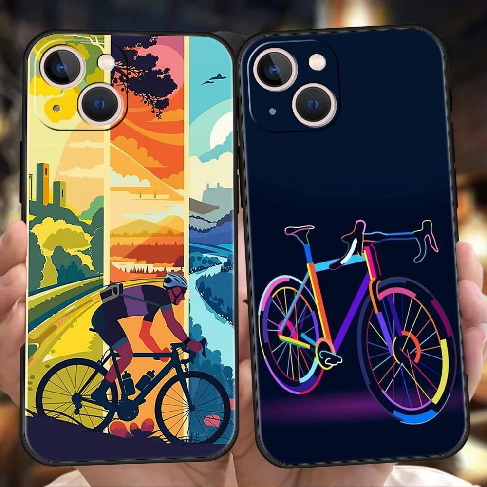 Funda de teléfono de TPU de lujo para iPhone 17 Air 16E 16 11 15 14 Pro MAX 12 13 7 8 Plus X XR XS SE 2022, cubierta para bicicleta de montaña, arte de ciclismo