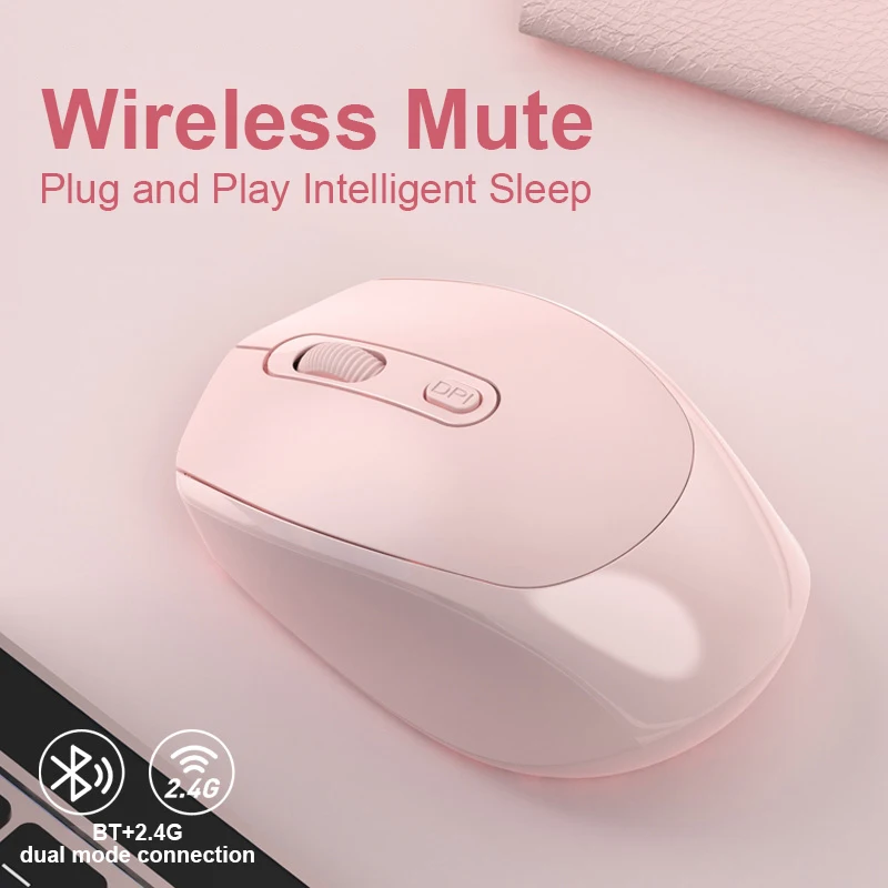 Ratón inalámbrico con batería para Gamer, modos duales, compatible con Bluetooth, 2,4G, USB, silencioso, para portátil, tableta, Macbook Mause - imagen 3