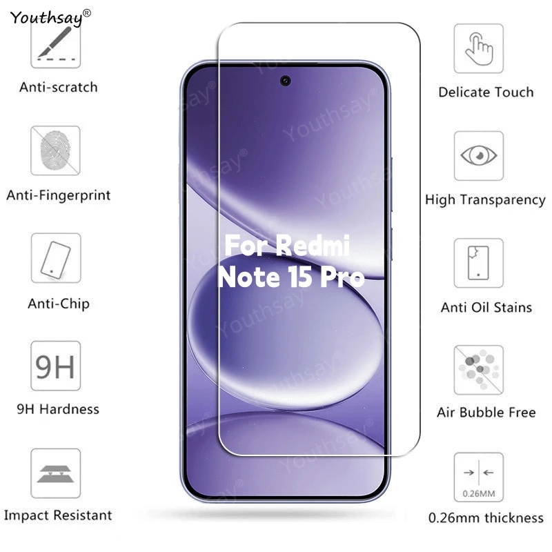 Vidrio Gule completo 6 en 1 para Xiaomi Redmi Note 15 Pro vidrio templado Redmi Note 15 Pro Protector de pantalla película de lente Redmi Note 15 Pro - imagen 2