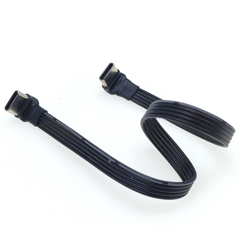 Cable de extensión plano USB 2.0 tipo C a tipo C de 0,1 M-0,5 M plegable 90 °   Ángulo USB-C Macho Hembra FPC FPV Cable de fotografía aérea 5CM - imagen 3