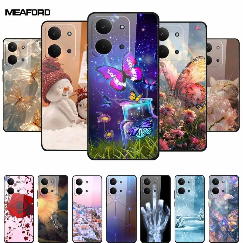 6,9 "para Redmi 15C 4G Funda de vidrio suave parachoques duro templado Funda trasera de vidrio para Redmi 15C 2025 Funda de teléfono 15 C Funda Shells