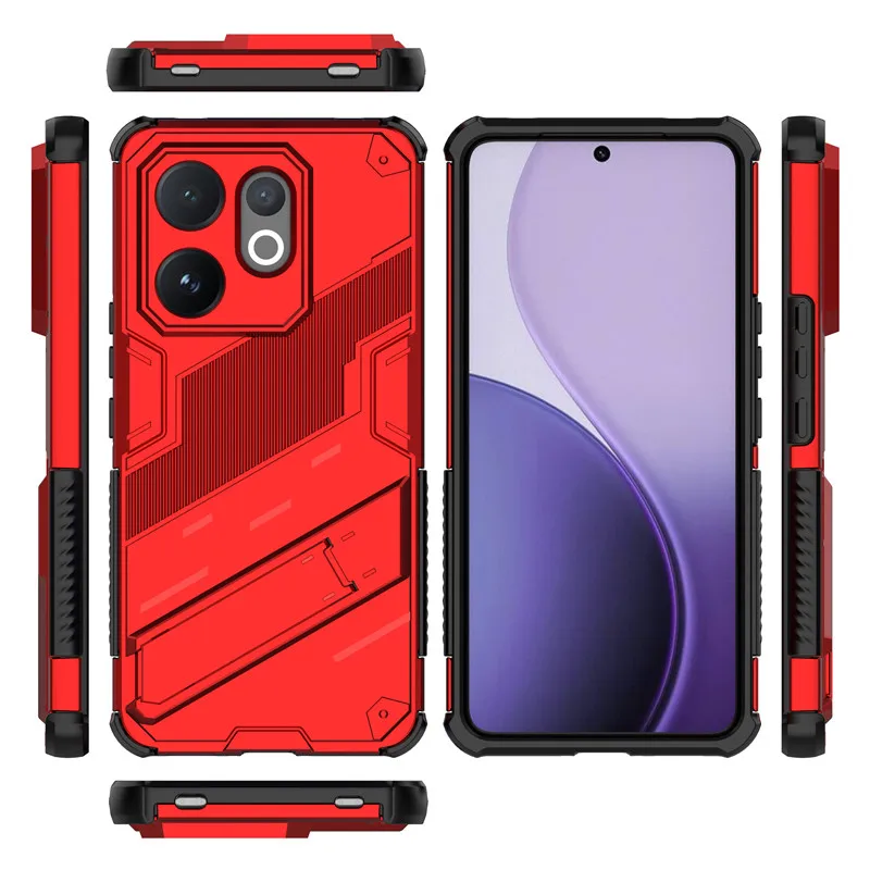 Para ViVo V60 Funda ViVo V60 T4 Pro Funda estilo Punk soporte protector de parachoques duradero Fundas protectoras traseras para teléfono en ViVo T4 Pro Funda - imagen 3