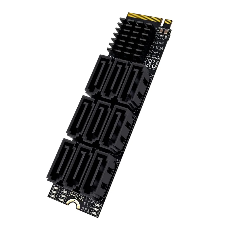 Nuevo M.2 NVME PCIE M-KEY a 9 puertos SATA3.0 tarjeta adaptadora Riser SATA III 6Gbps chasis servidor PC tarjeta de expansión de ordenador para escritorio - imagen 3