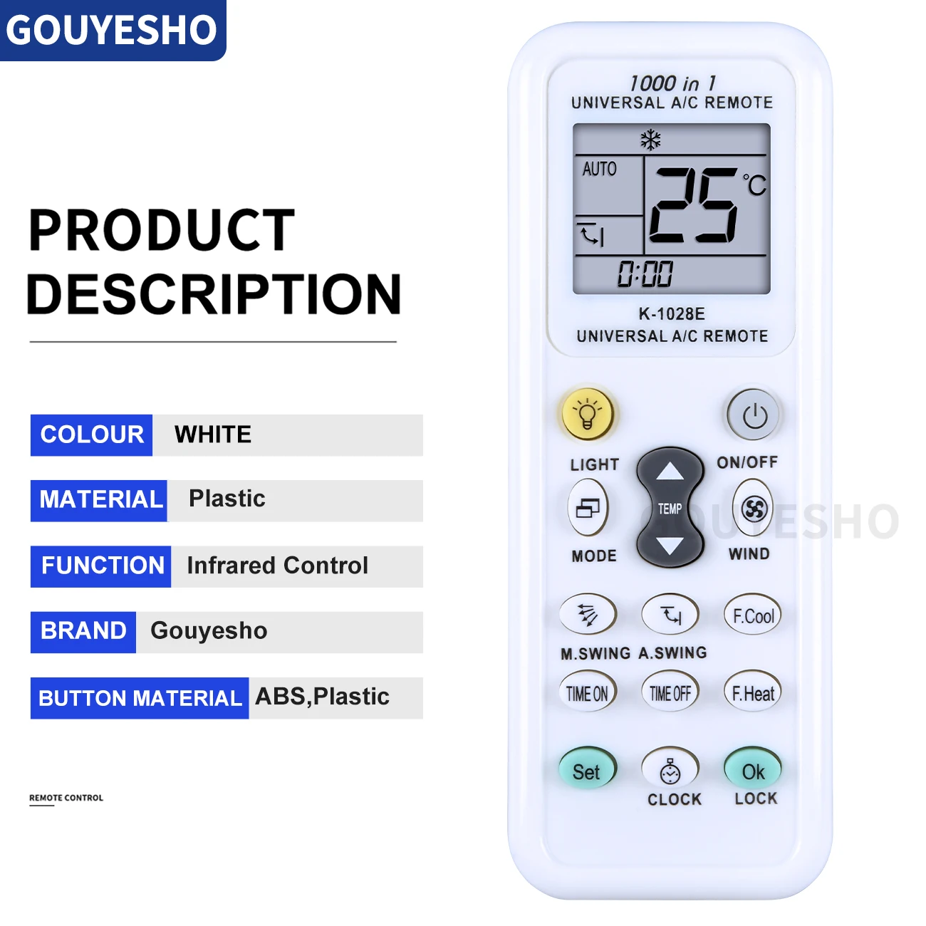 Aire acondicionado inalámbrico Universal 1000 en 1 K-1028E, Control remoto, CA, LCD Digital, nuevo - imagen 5