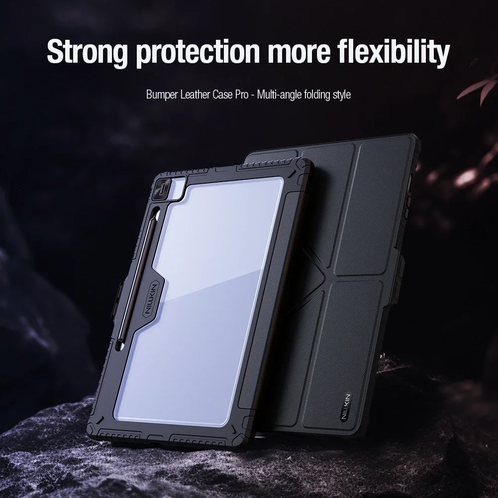 Nillkin para Samsung Galaxy Tab S9 Plus S10 FE Plus S10 Ultra Armor parachoques de cuero cámara deslizante Auto Wake Flip Protector cubierta - imagen 4