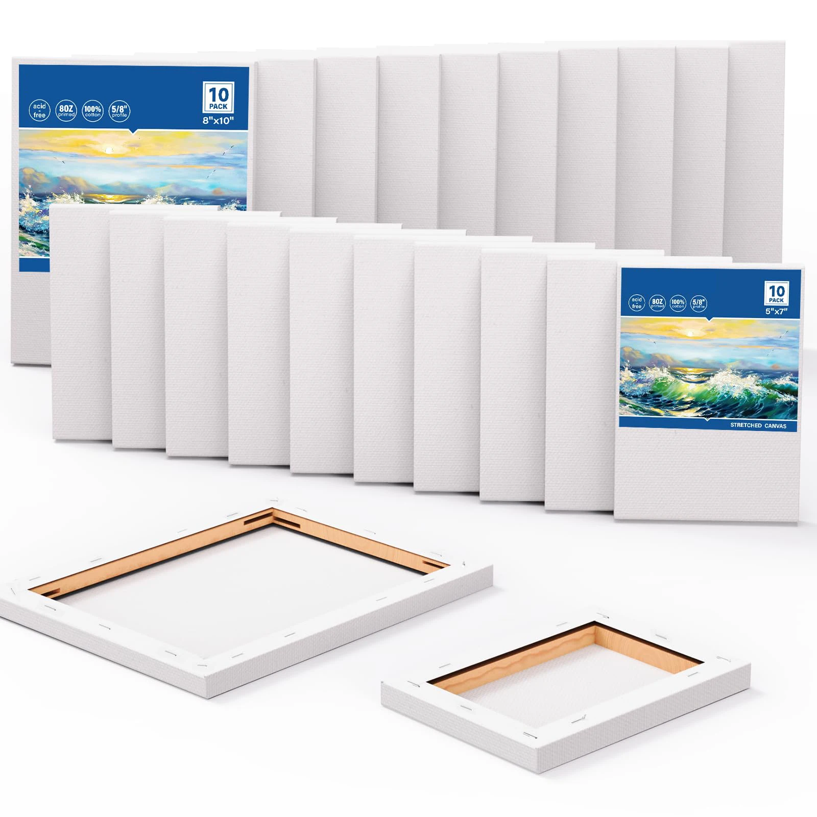 Tablero de dibujo de lino con marco de lienzo al óleo en blanco, especializado adecuado para Gouache, pintura acrílica, grafiti, suministros de arte DIY, 10 Uds.