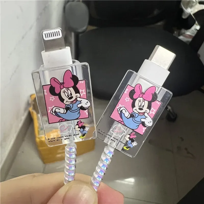 Juego de enrollador de cables de dibujos animados de Minnie Mickey para iPhone 15 14, carga rápida, enchufe de 18/20 W, protección del cargador de línea de datos - imagen 5