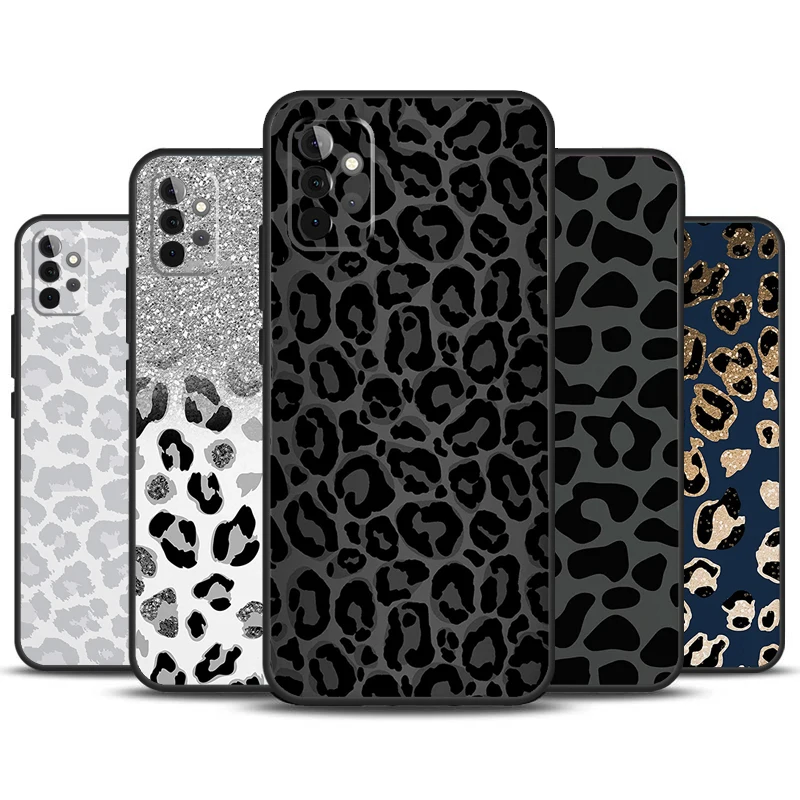 Funda con estampado de leopardo y guepardo negro para Samsung Galaxy A52 A72 A13 A33 A53 A14 A24 A34 A54 A15 A25 A51 A71 A12 A32