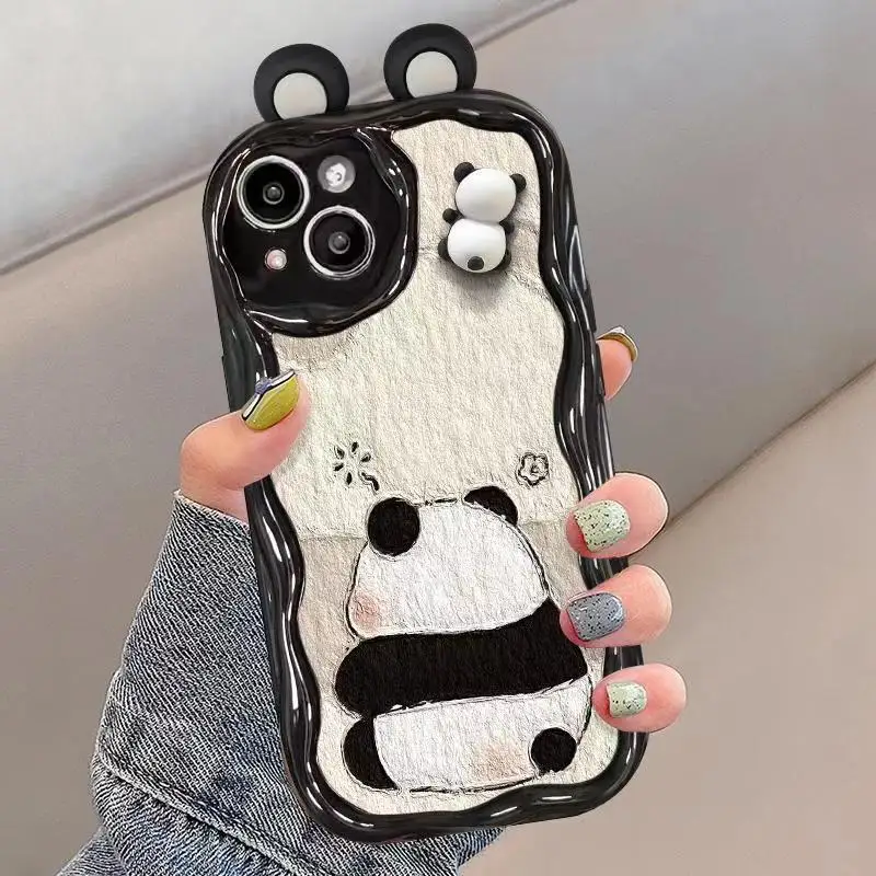 Bonita funda 3D Pnada para Xiaomi Redmi Note 13 Pro, 5G, 12, 13 Pro Plus, Redmi 12, POCO X6, M6 Pro, patrón de onda, funda trasera de teléfono para pareja - imagen 2