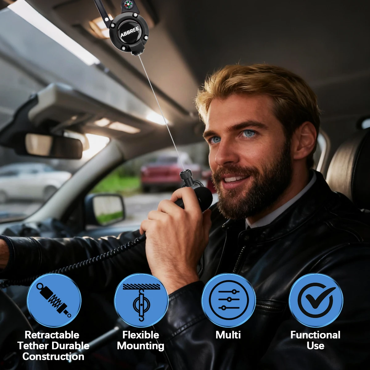 ABBREE, mosquetón retráctil de alta resistencia, llaveros, hebilla de cuerda de alambre de acero fuerte, colgador de micrófono para exteriores, escalada - imagen 2