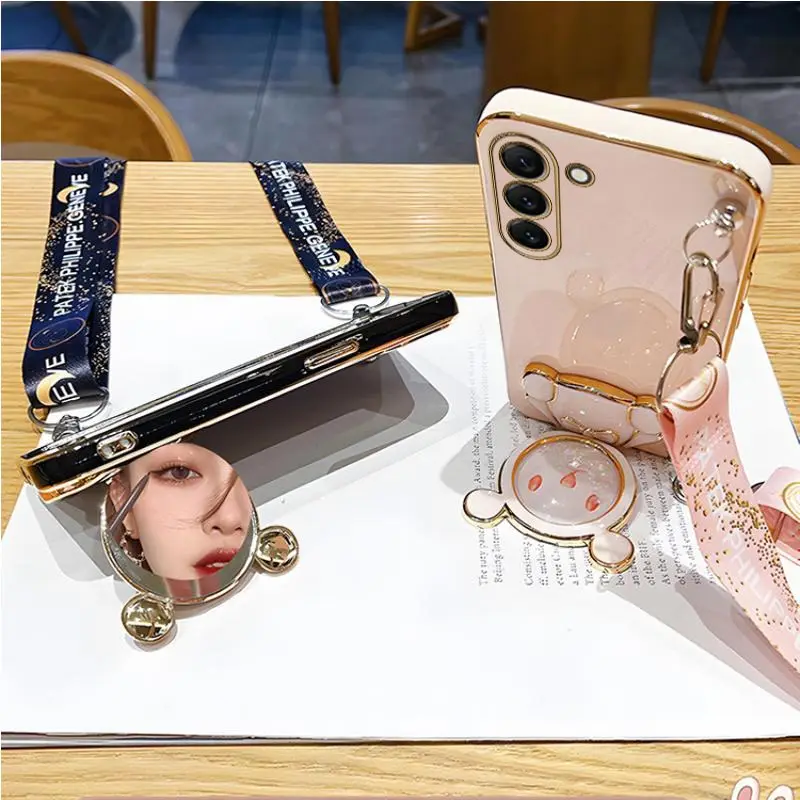 Funda de lujo con correa de oso para Samsung Galaxy, funda con cordón para Samsung Galaxy S21, S20, S22, S23, S10, S9, S8, Note 10, 20 Plus, Ultra S21, S20, S23 FE - imagen 4