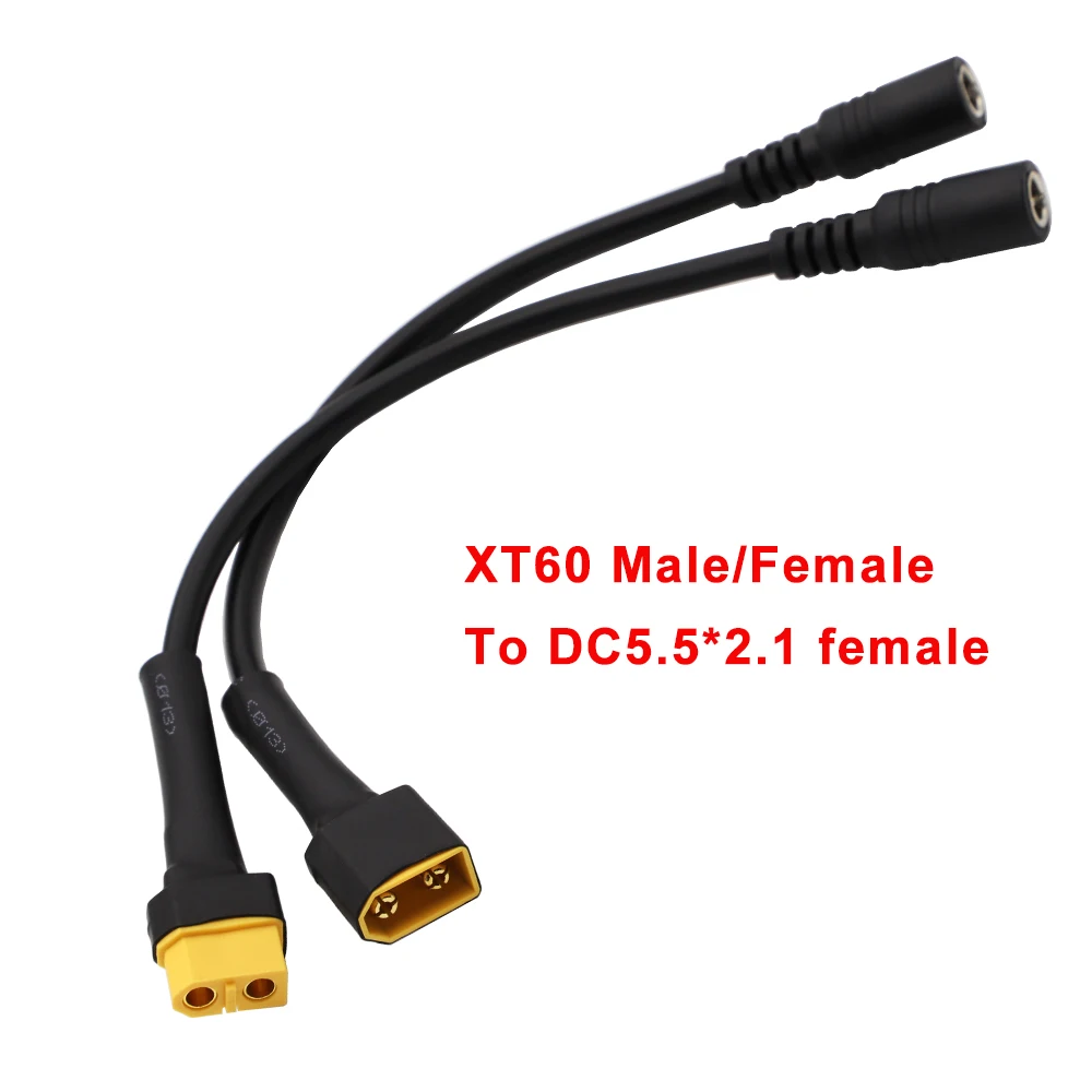 18AWG 20cm XT60 enchufe macho/hembra a DC 5,5*2,1mm conector hembra adaptador de Cable de alimentación 5521 Cable para adaptador de carga de batería RC