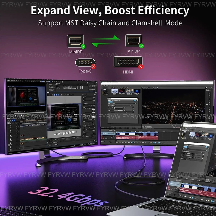 Cable Mini DisplayPort 8K a Mini Display Port 8K, Cable DP para MacBook Air Surface Pro Monitor 4K144Hz Thunderbolt 2 - imagen 2