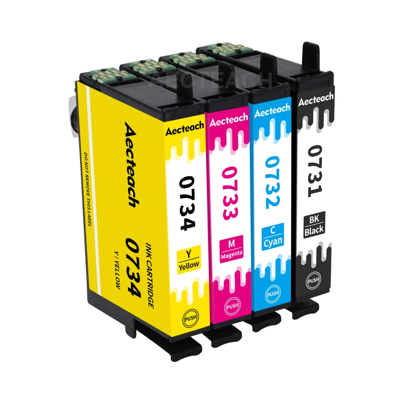 Aecteach T0731-T0734 cartucho de tinta completo con Chip Compatible con EPSON Stylus TX400 TX409 TX410 TX419 TX550W TX510F TX600FW - imagen 2