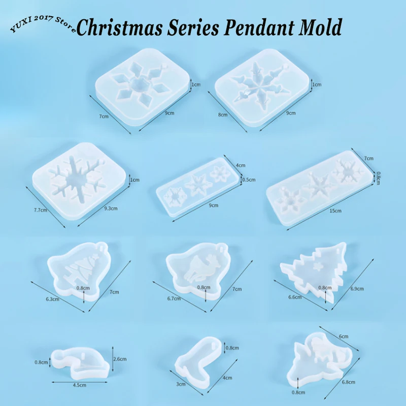 Molde de resina Epoxy de copo de nieve, herramienta de fabricación de joyería hecha a mano de copo de nieve de silicona, gotero de cristal DIY, molde de serie navideña