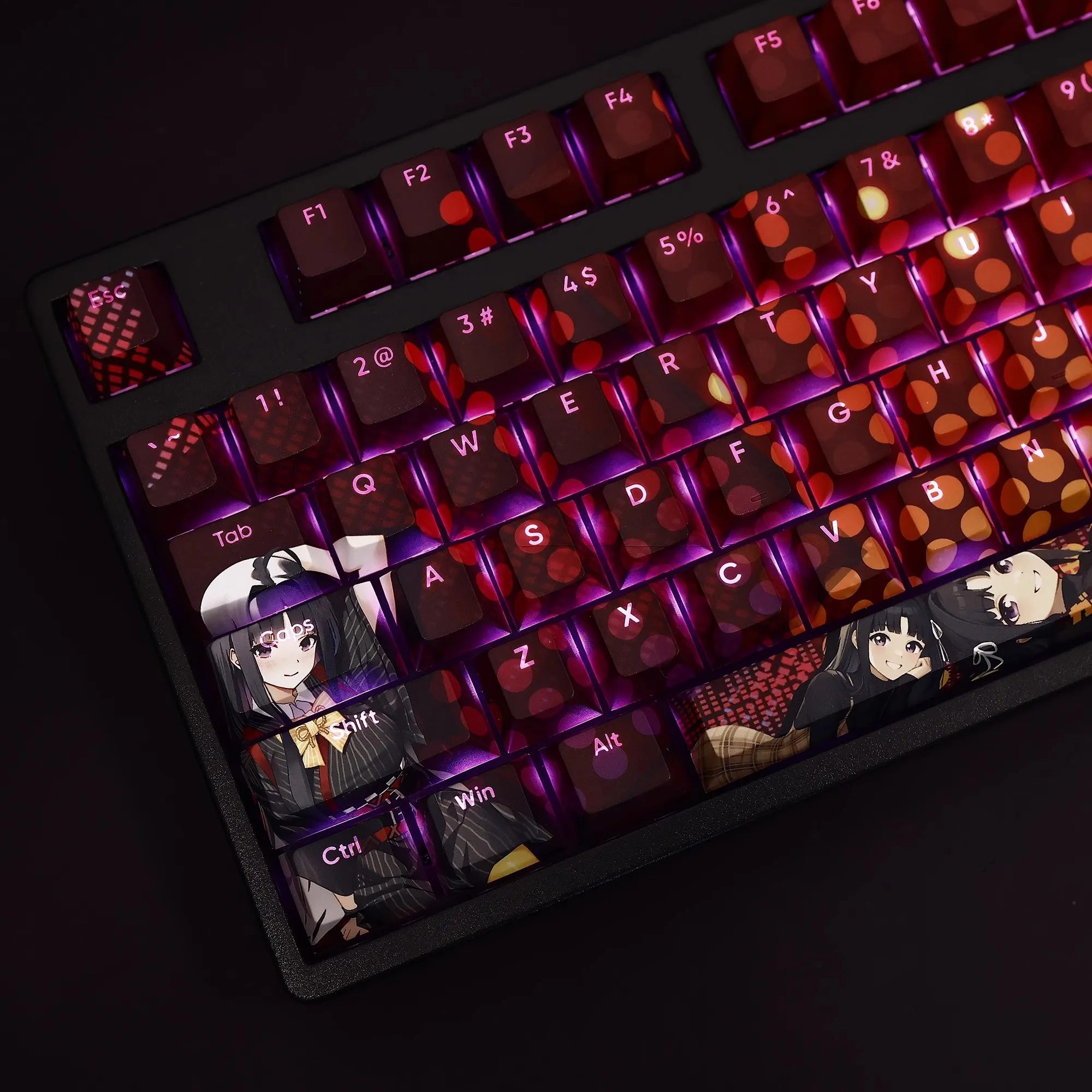 108 teclas/juego GIRLS BAND CRY Keycap PBT tinte subcama retroiluminado Keycaps dibujos animados Anime Gaming Key Caps para ANSI 61 87 104 108 diseño - imagen 3