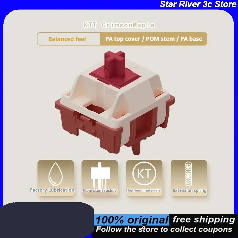 Interruptor de teclado mecánico KTT CrimsonMaple, sensación equilibrada, tecla completa, intercambiable en caliente, para juegos y teclado de oficina para ordenadores