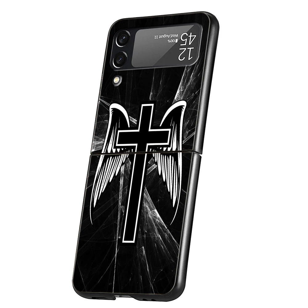 Funda de teléfono con cruz de Jesucristo de la Biblia para Samsung Galaxy Z Flip 3 4 5 6 7 PC plegable duro para Samsung Z Flip3 Flip4 Flip5 - imagen 2