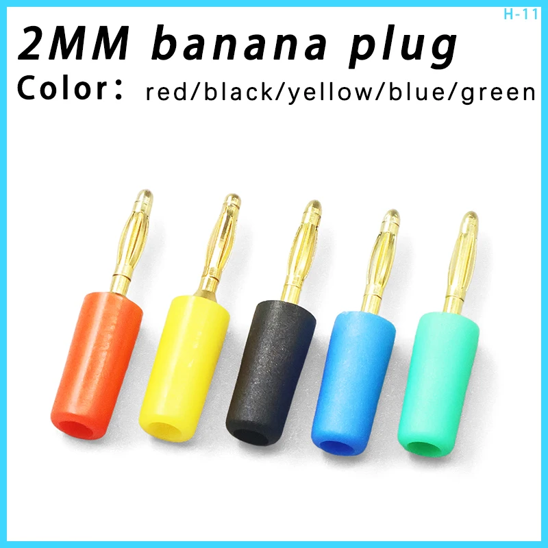 5 uds cobre puro chapado en oro 2MM pequeño conector banana 2mm cabeza de linterna experimento de soldadura línea de prueba enchufe de panel aislado