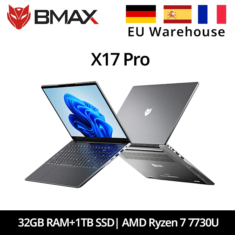 BMAX X17 Pro 15.6 inch 32GB RAM 1tB SSD AMD Ryzen 7 7730U CPU Windows 11 Notebook 1920*1080 Bluetooth Wifi Type-C PC laptop DDR4