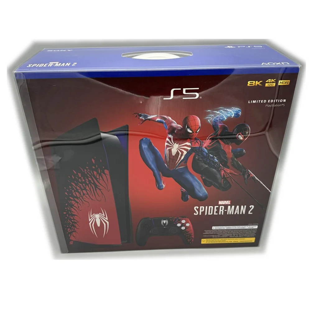 Protector de caja transparente para Spider-Man/Sony/PlayStation 5/PS5, caja de almacenamiento TEP, carcasa de juego, vitrina transparente