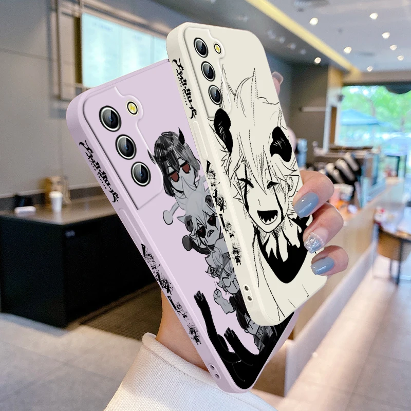 Funda de teléfono de Asta de trébol negro de Anime para Samsung Galaxy S24, S23, S22, S21, S20 Pro FE Plus, funda de cuerda izquierda Ultra líquida - imagen 3