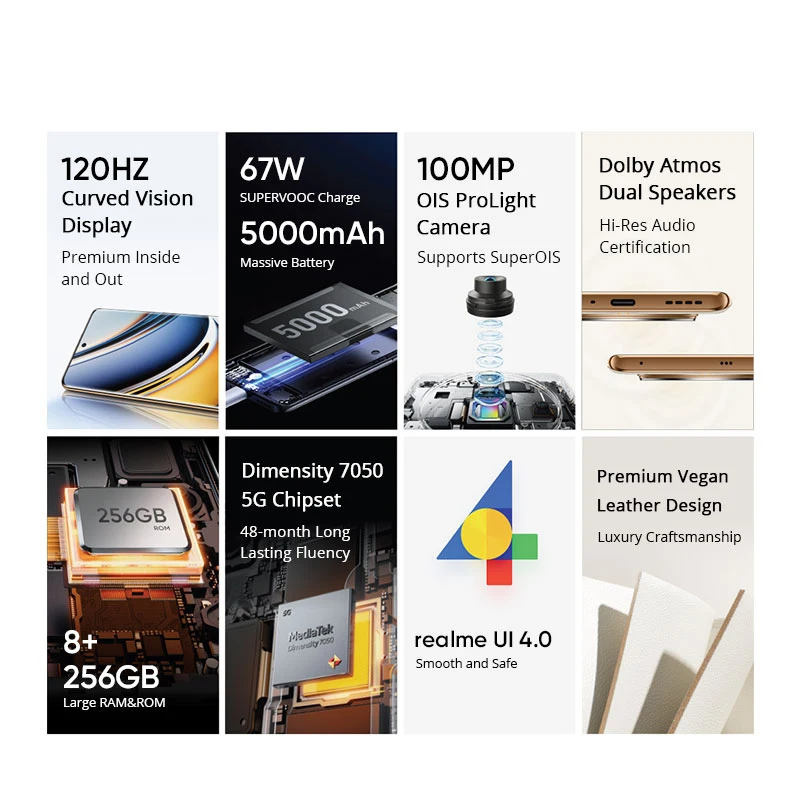 Teléfono Inteligente realme 11 Pro 5G MTK Dimensity 7050, 6,7 ", 120Hz, visión curva, 100MP, cámara ProLight, 67WSuperDart Charge - imagen 2