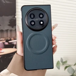 Para OPPO Find N5 funda magnética de PU de cuero liso + funda ultrafina antideslizante para PC