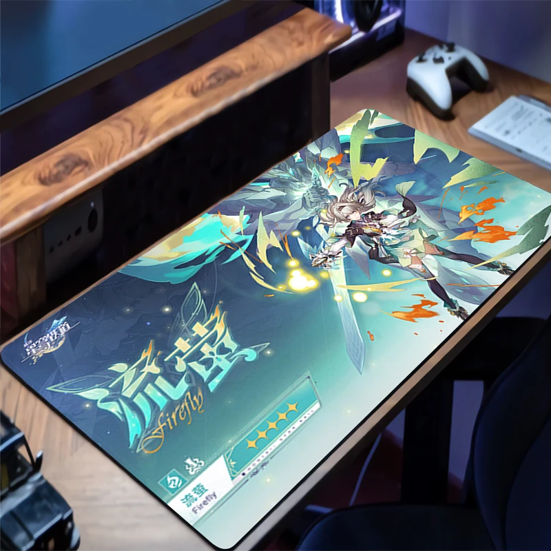 Alfombrilla de ratón con estampado HD de Anime, alfombrilla de ratón para juegos h-honkai Star Rail Firefly, alfombrilla de ratón de goma para escritorio de ordenador, alfombrilla de teclado antideslizante para Gamer - imagen 5