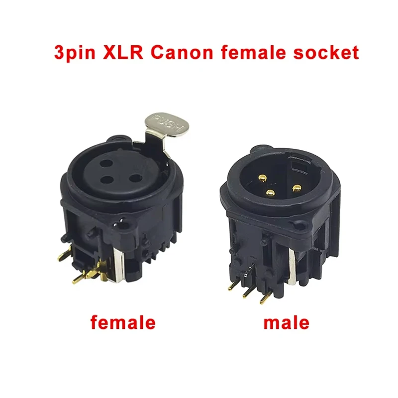 Conector XLR de 3 pines de plástico negro, conector macho/hembra, enchufe de altavoz con botón pulsador, 2 uds. - imagen 2