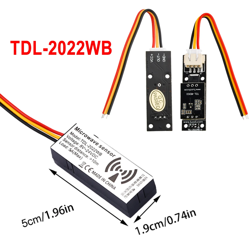 TDL-2022WB 5V 12V 24V Sensor de Radar de microondas 8-10M Distancia de inducción Módulo de interruptor de inducción de ángulo de detección de 360 grados